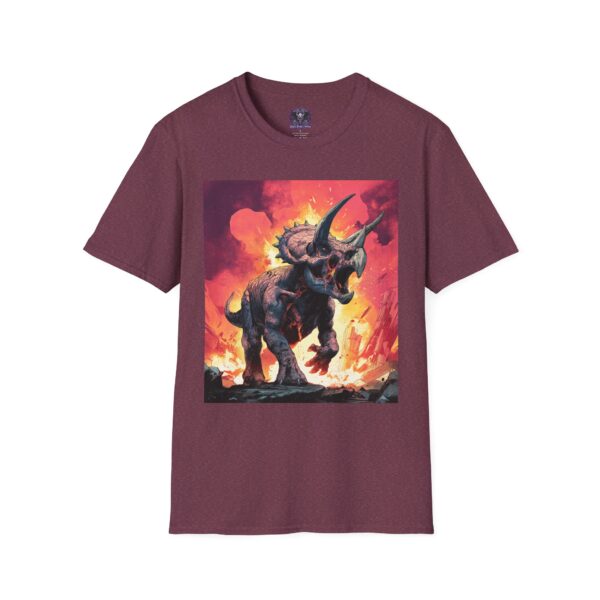Zombie Triceratops In Volcanic Wasteland Unisex T-Shirt - Image 45