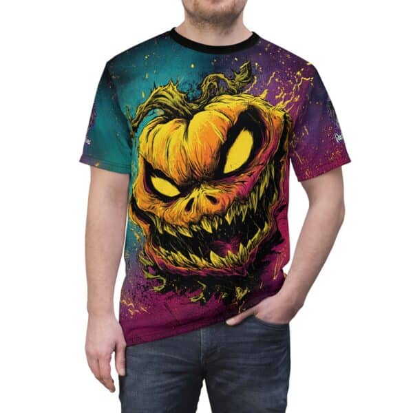 Evil Jack O' Lantern I Pop 60's Art Style Tee Unisex (AOP) - Image 9