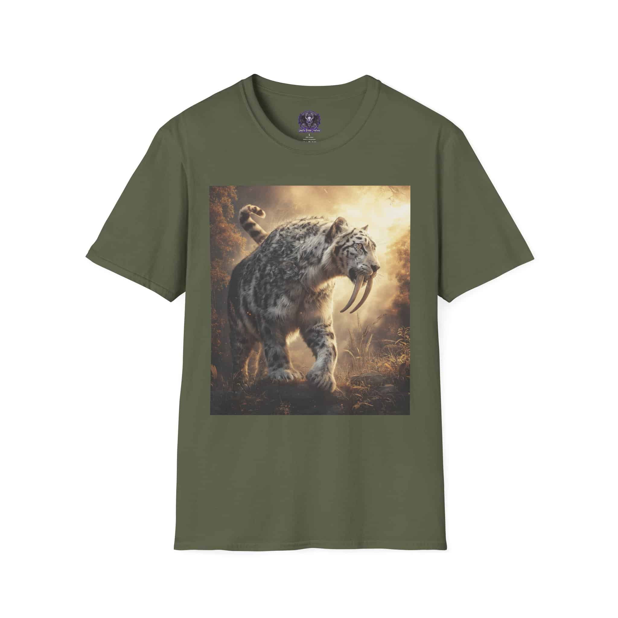 Prehistoric Smilodon aka Sabre-Tooth Tiger VIII Unisex T-Shirt, Graphic Tee, Unique Gift, Casual Wear - Image 25