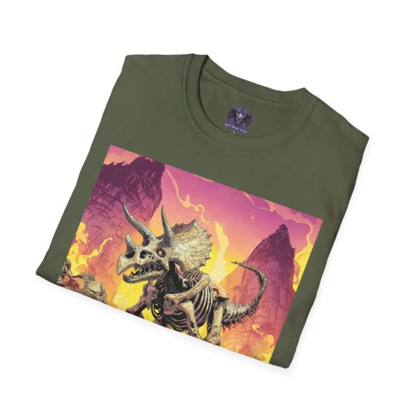 Skeletal Zombie Triceratops In Volcanic Wasteland Unisex T-Shirt - Image 28