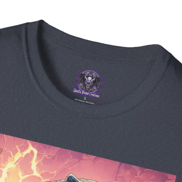 Zombie Smilodon Sabretooth Cat In Volcanic Wasteland Unisex T-Shirt - Image 35