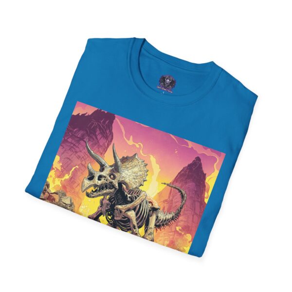 Skeletal Zombie Triceratops In Volcanic Wasteland Unisex T-Shirt - Image 32