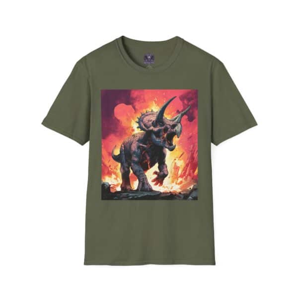 Zombie Triceratops In Volcanic Wasteland Unisex T-Shirt - Image 25