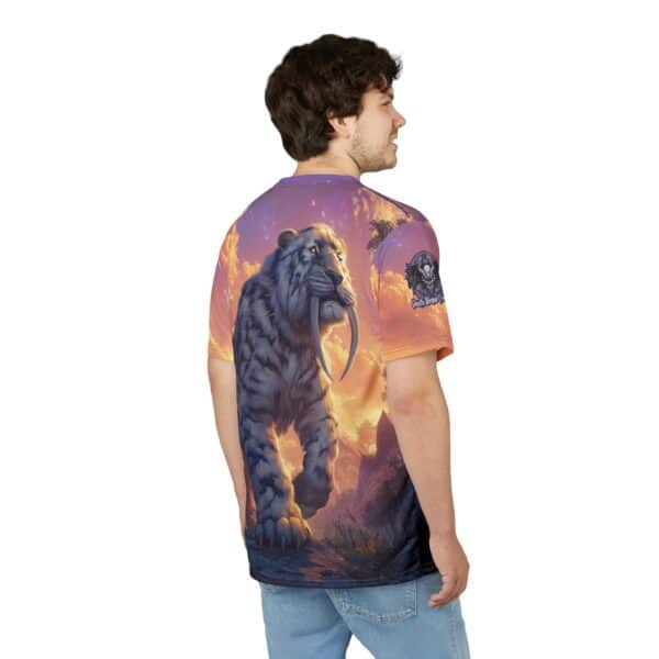Prehistoric Smilodon aka Sabre-Tooth Tiger VI Unisex Tee (AOP) - Image 13