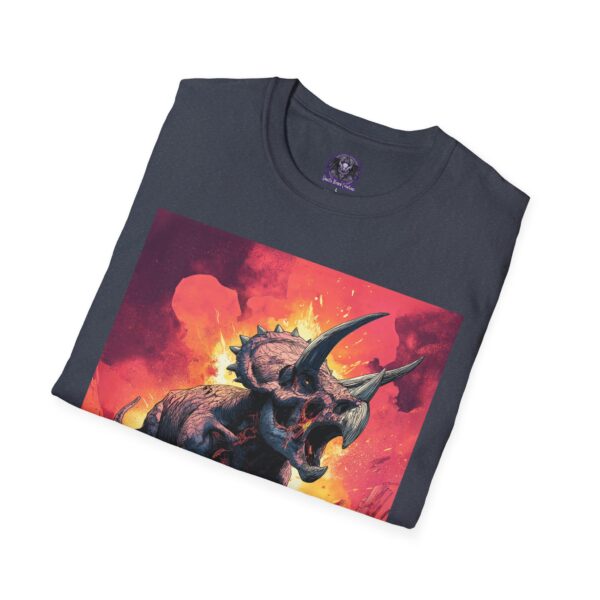 Zombie Triceratops In Volcanic Wasteland Unisex T-Shirt - Image 36