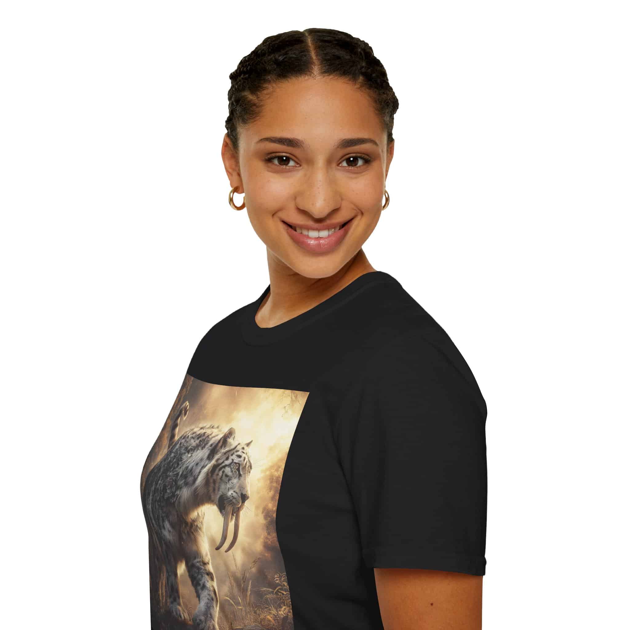 Prehistoric Smilodon aka Sabre-Tooth Tiger VIII Unisex T-Shirt, Graphic Tee, Unique Gift, Casual Wear - Image 7