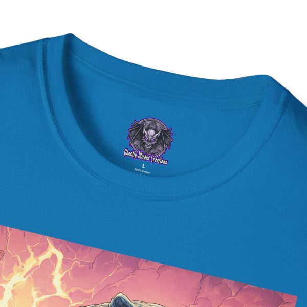 Zombie Smilodon Sabretooth Cat In Volcanic Wasteland Unisex T-Shirt - Image 31