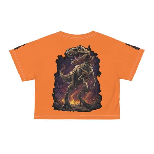 Skeletal T-Rex Graphic Crop Tee, Tyrannosaurus,  Fun Summer Women's Top, Dino Lover Gift, Adventure Style Tee (AOP) - Image 6