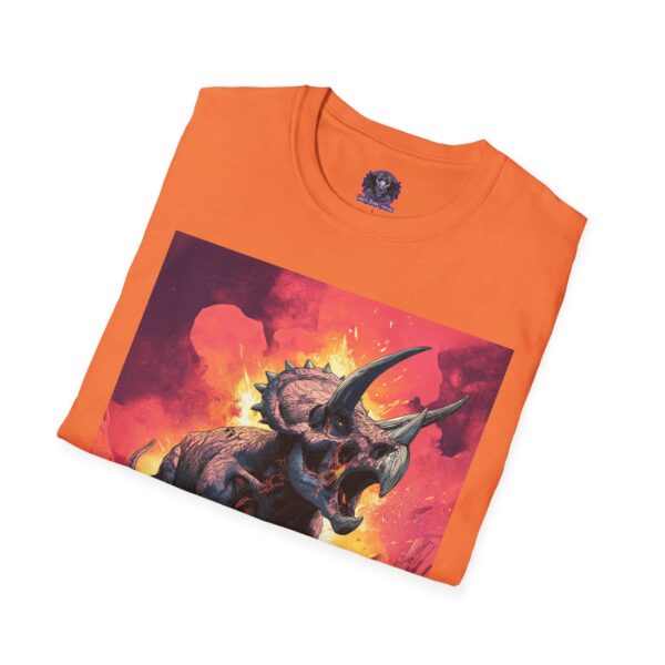 Zombie Triceratops In Volcanic Wasteland Unisex T-Shirt - Image 12