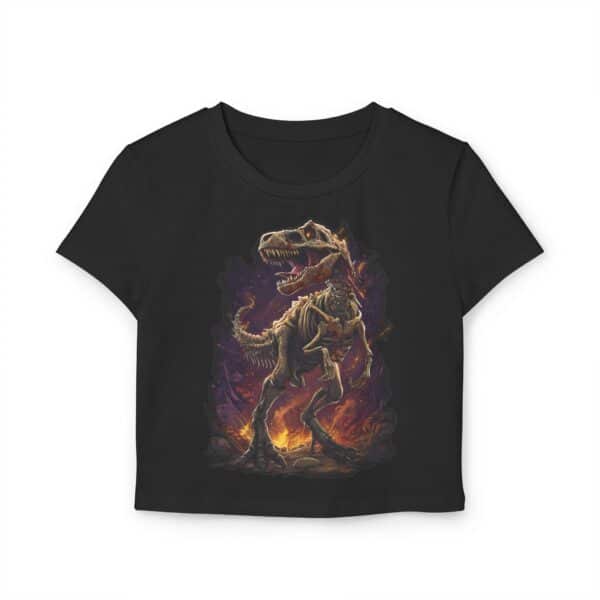 Skeletal T-Rex Women's Baby Tee | Cute Graphic Shirt, Trendy Crop Top, Tyrannosaurus - Image 8