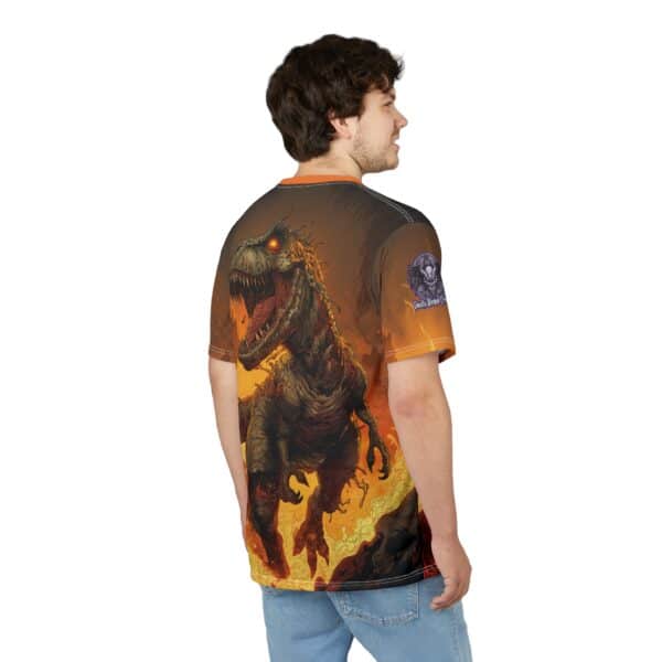 Zombie T-Rex Tyrannosaurus In Volcanic Wasteland Tee Unisex (AOP) - Image 33