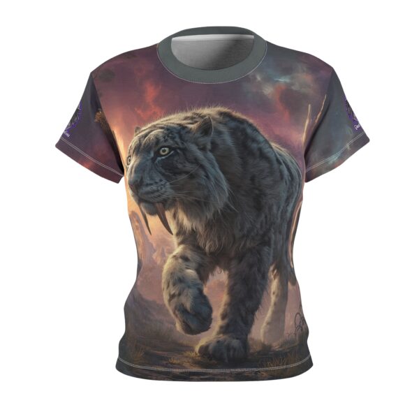 Prehistoric Smilodon aka Sabre-Tooth Tiger II Women's Tee (AOP) - Image 2