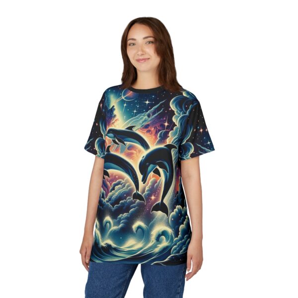 Cosmic Dolphins WD-D008 By Wyldesigns Unisex Cut & Sew Tee (AOP) - Image 9