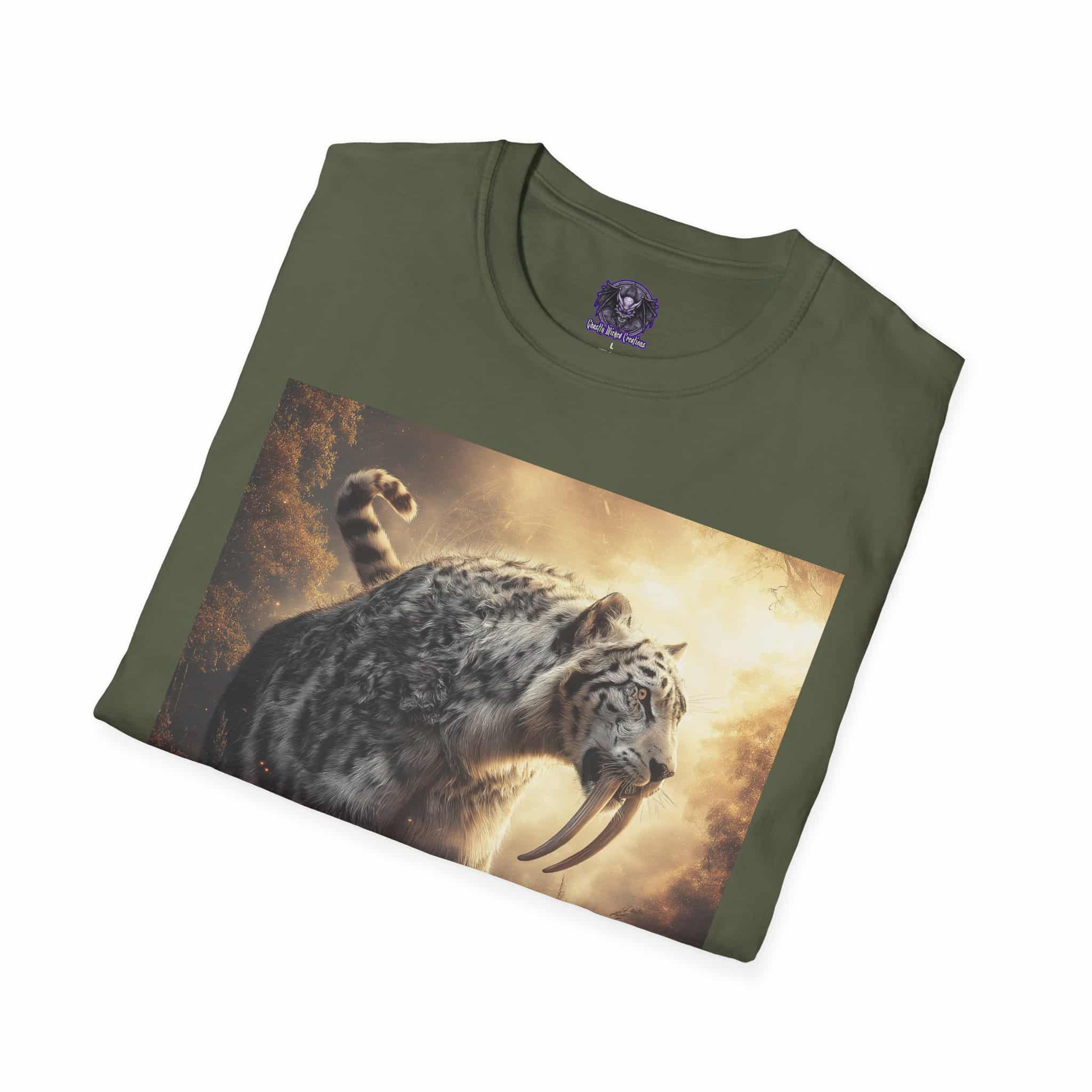 Prehistoric Smilodon aka Sabre-Tooth Tiger VIII Unisex T-Shirt, Graphic Tee, Unique Gift, Casual Wear - Image 28