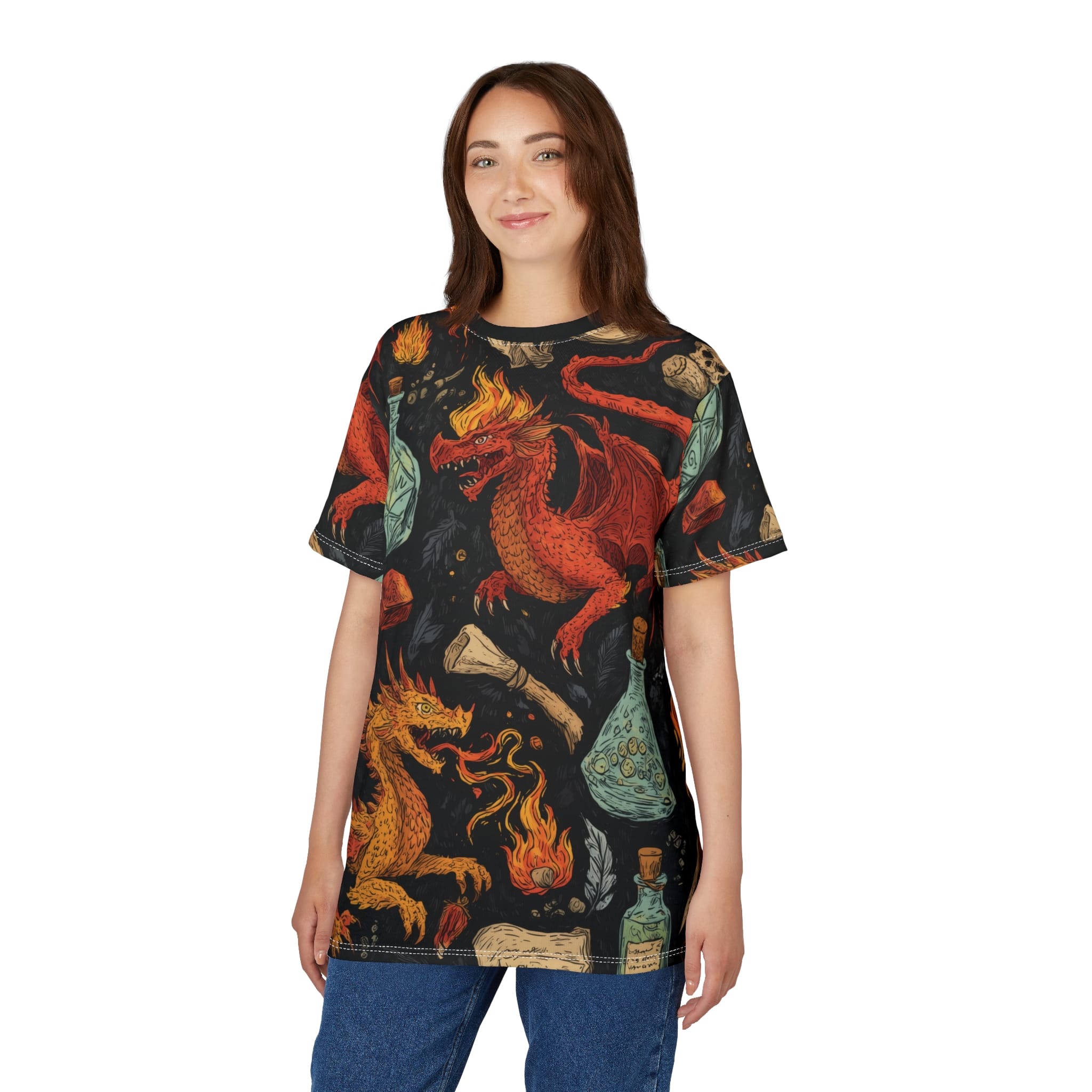 Epic Dragon Fantasy Pattern Unisex Cut & Sew Tee (AOP) - Image 33