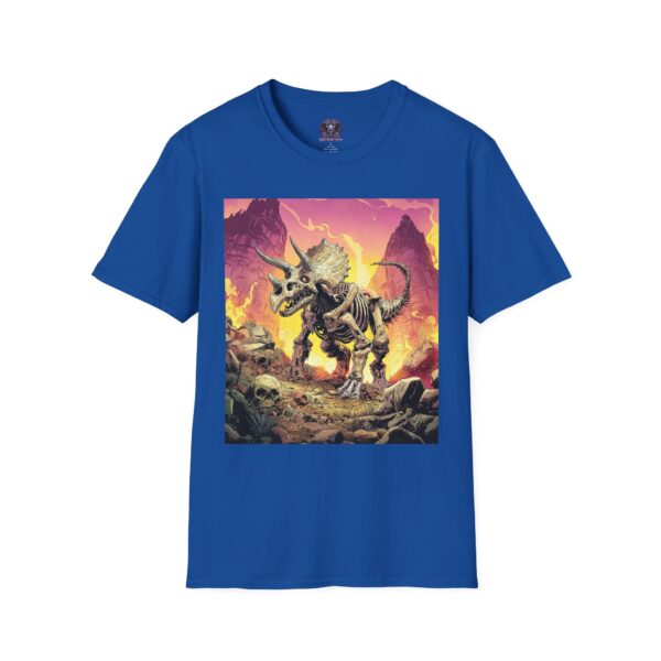 Skeletal Zombie Triceratops In Volcanic Wasteland Unisex T-Shirt - Image 57