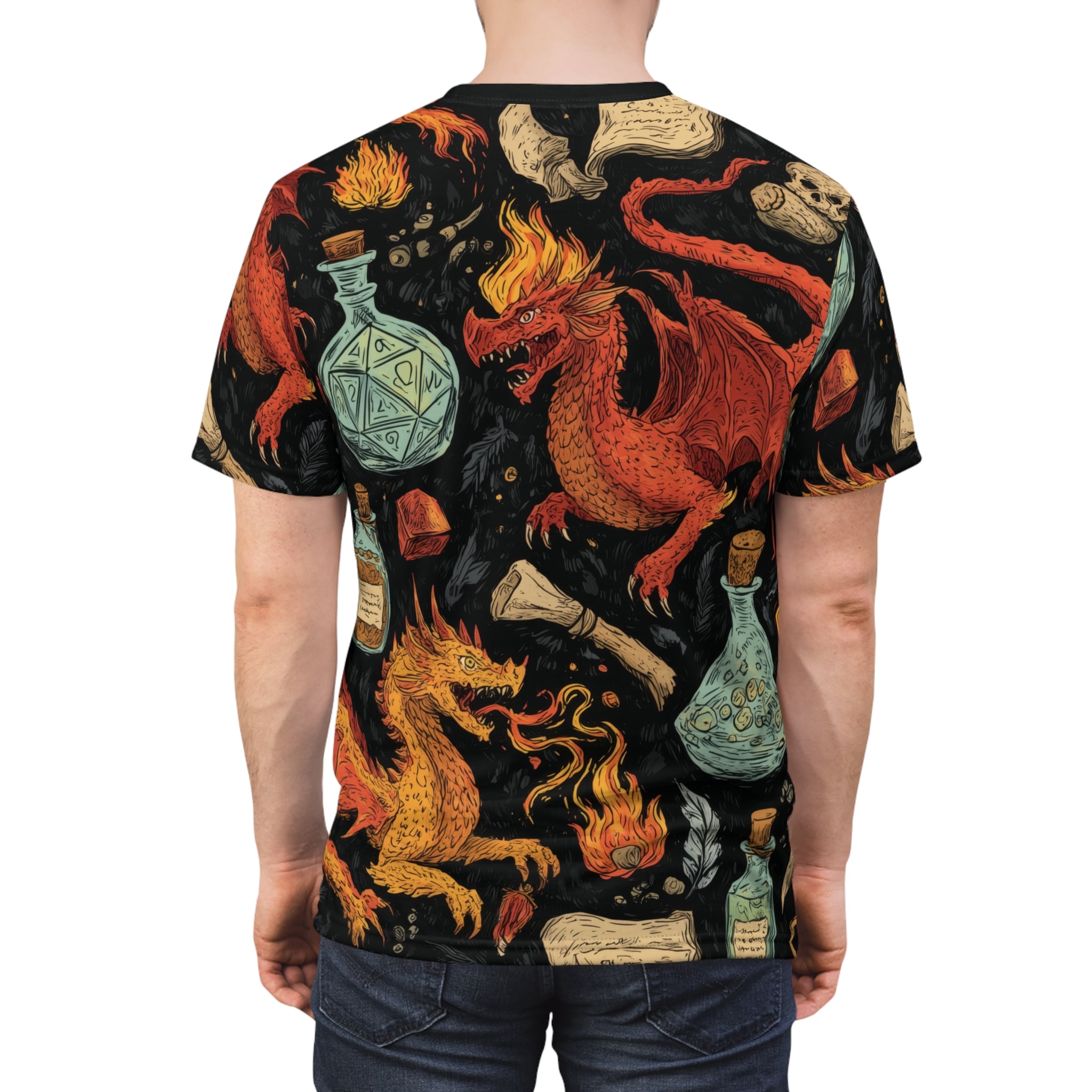 Epic Dragon Fantasy Pattern Unisex Cut & Sew Tee (AOP) - Image 13
