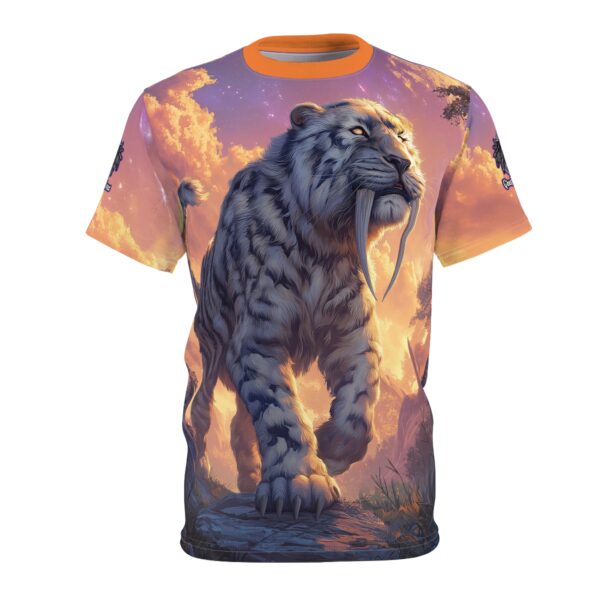 Prehistoric Smilodon aka Sabre-Tooth Tiger VI Unisex Tee (AOP) - Image 25