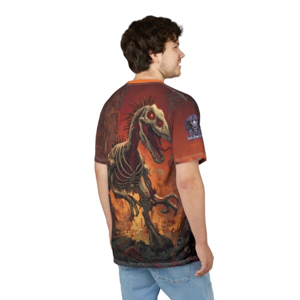 Zombie Raptor Velociraptor In Volcanic Wasteland Tee Unisex (AOP) - Image 33