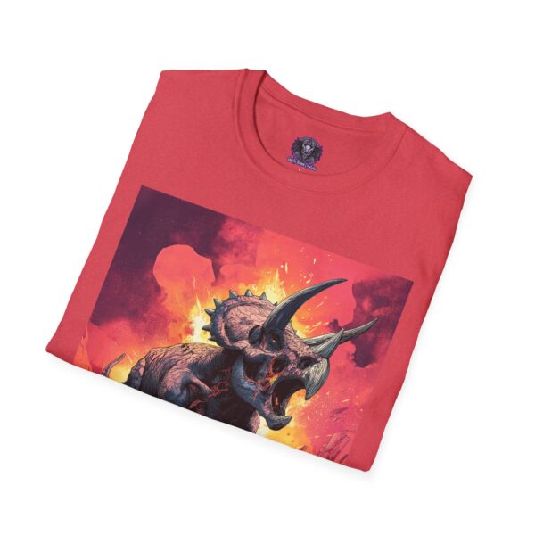 Zombie Triceratops In Volcanic Wasteland Unisex T-Shirt - Image 52