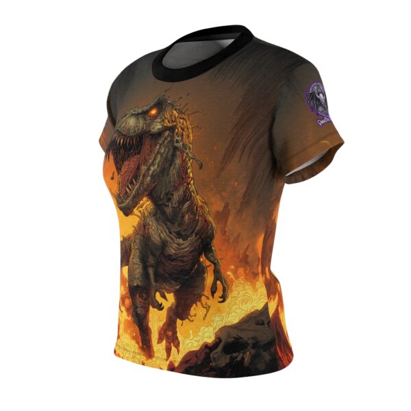 Zombie T-Rex Tyrannosaurus In Volcanic Wasteland Tee Women's (AOP) - Image 6