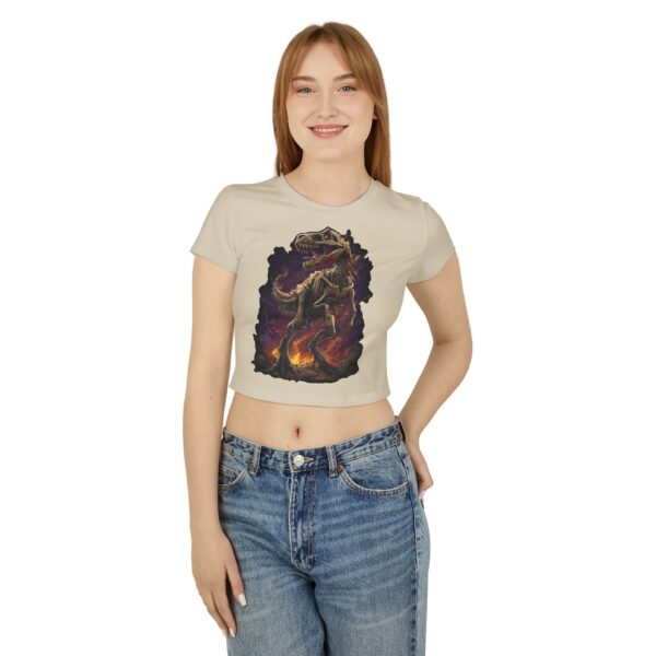 Skeletal T-Rex Women's Baby Tee | Cute Graphic Shirt, Trendy Crop Top, Tyrannosaurus - Image 4