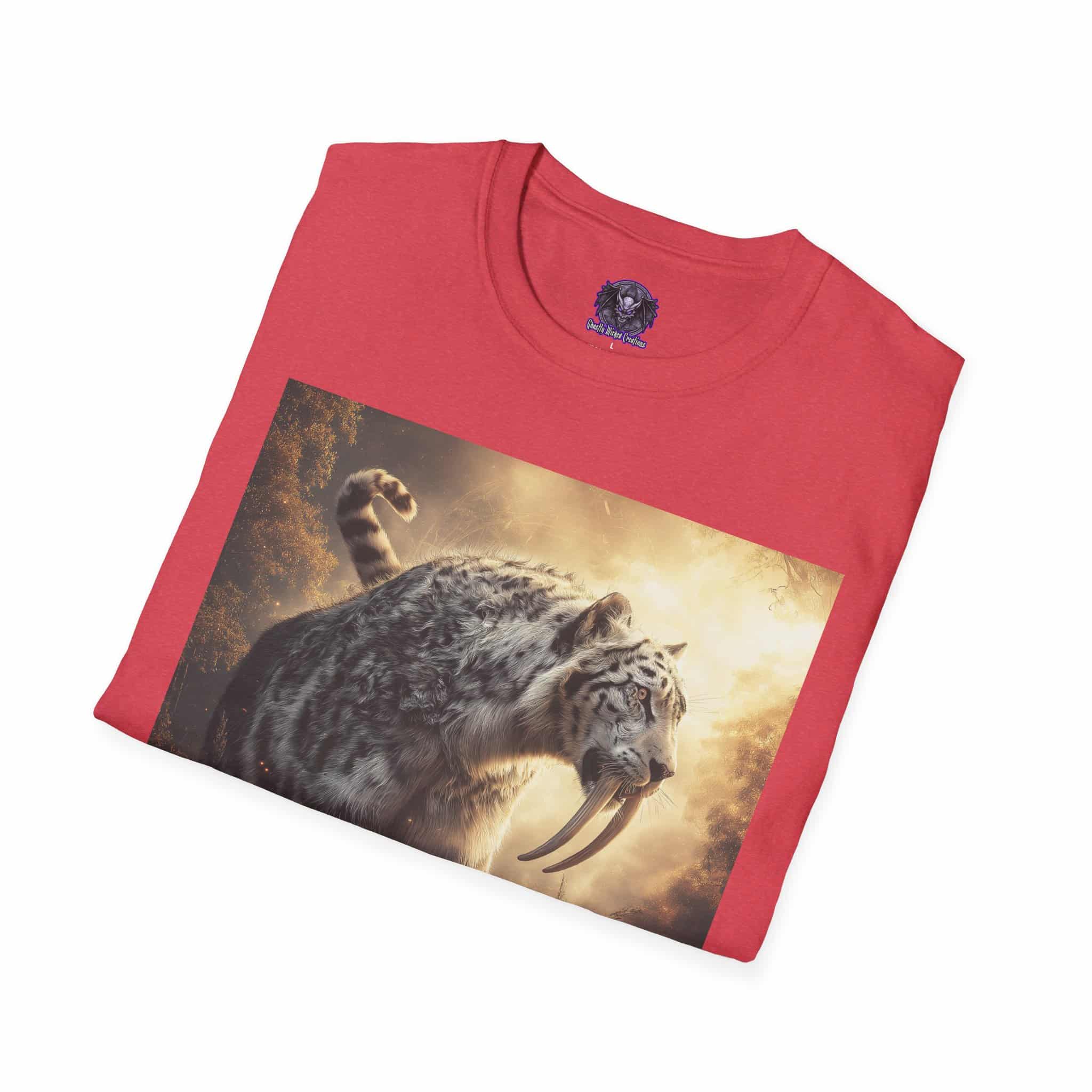 Prehistoric Smilodon aka Sabre-Tooth Tiger VIII Unisex T-Shirt, Graphic Tee, Unique Gift, Casual Wear - Image 52