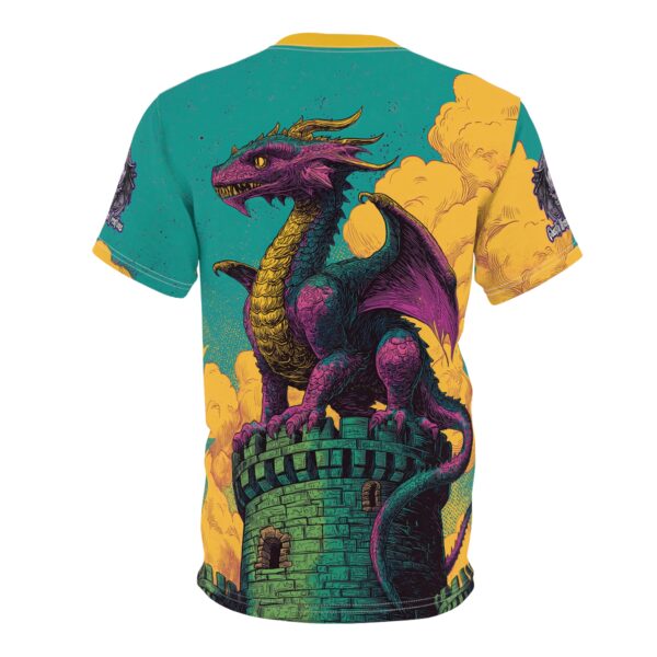 Dragon Guarding Castle Tower 60's Pop Art Style Unisex Tee (AOP) - Image 28