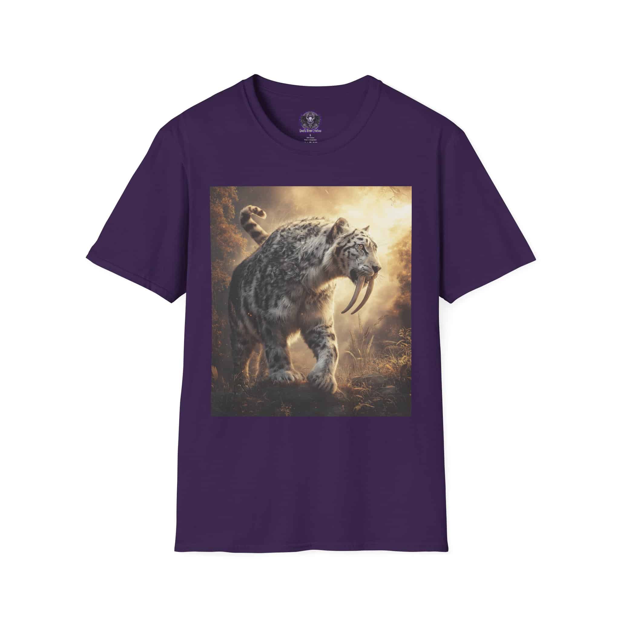 Prehistoric Smilodon aka Sabre-Tooth Tiger VIII Unisex T-Shirt, Graphic Tee, Unique Gift, Casual Wear - Image 41
