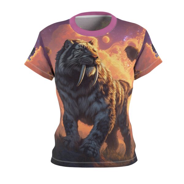 Prehistoric Smilodon aka Sabre-Tooth Tiger Women's Tee (AOP) - Image 2