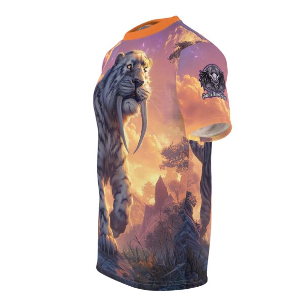 Prehistoric Smilodon aka Sabre-Tooth Tiger VI Unisex Tee (AOP) - Image 23