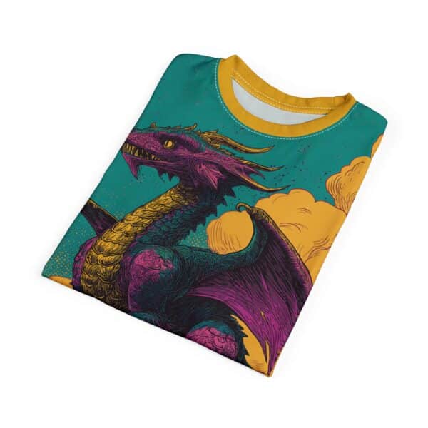 Dragon Guarding Castle Tower 60's Pop Art Style Unisex Tee (AOP) - Image 40