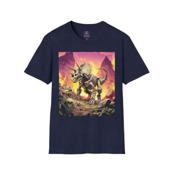 Skeletal Zombie Triceratops In Volcanic Wasteland Unisex T-Shirt - Image 61