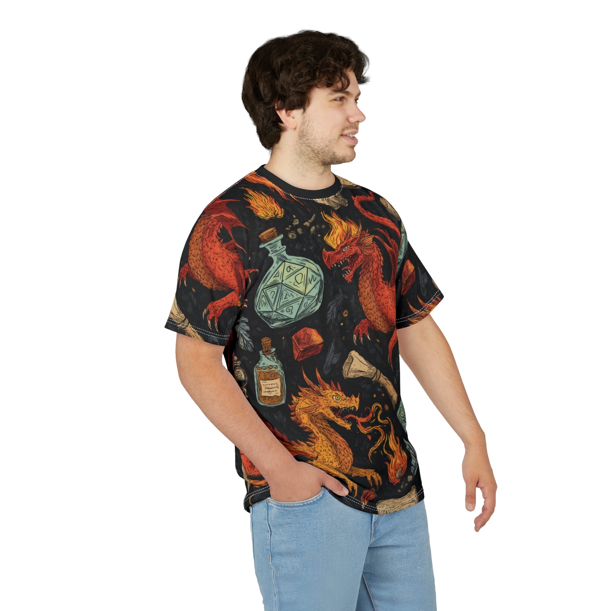 Epic Dragon Fantasy Pattern Unisex Cut & Sew Tee (AOP) - Image 37