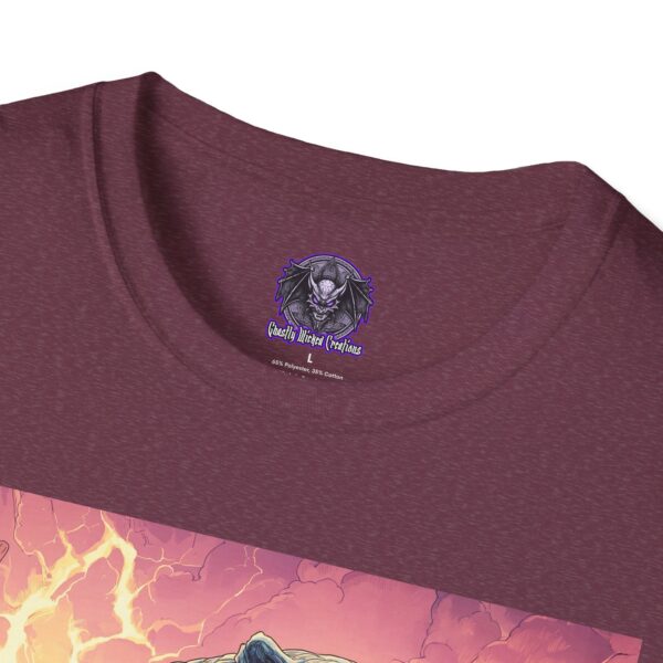 Zombie Smilodon Sabretooth Cat In Volcanic Wasteland Unisex T-Shirt - Image 47