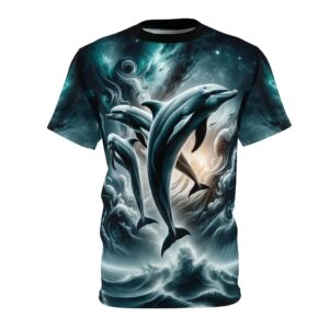 Dolphins Jumping WD-D007 By Wyldesigns Unisex Cut & Sew Tee (AOP)