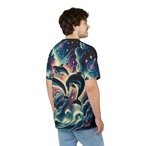 Cosmic Dolphins WD-D008 By Wyldesigns Unisex Cut & Sew Tee (AOP) - Image 7