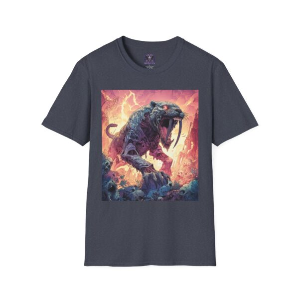 Zombie Smilodon Sabretooth Cat In Volcanic Wasteland Unisex T-Shirt - Image 33