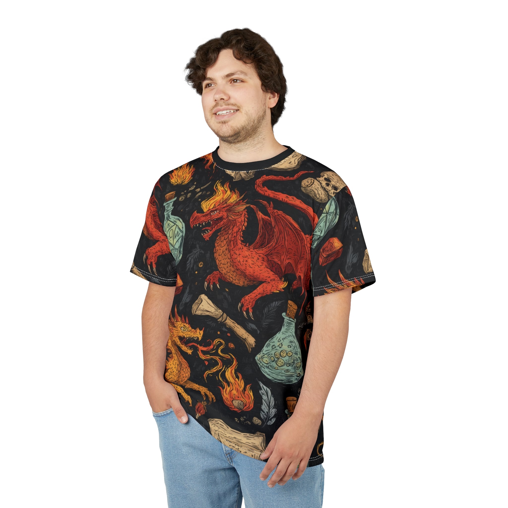 Epic Dragon Fantasy Pattern Unisex Cut & Sew Tee (AOP) - Image 34