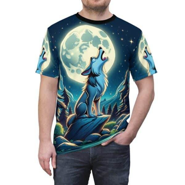 Howling Wolf Toon Style WD-D012 By Wyldesigns Unisex Cut & Sew Tee (AOP) - Image 13