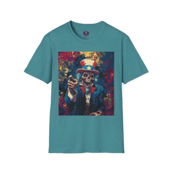 Pop Art Tee Uncle Sam Patriotic 4th Of July Skeletal Uncle Sam Pop Art 60's Style Unisex T-Shirt - Image 5