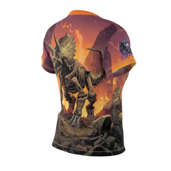 Skeletal Zombie Triceratops In Volcanic Wasteland Tee Women's (AOP) - Image 4