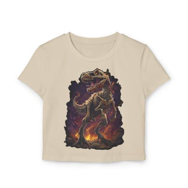 Skeletal T-Rex Women's Baby Tee | Cute Graphic Shirt, Trendy Crop Top, Tyrannosaurus - Image 2