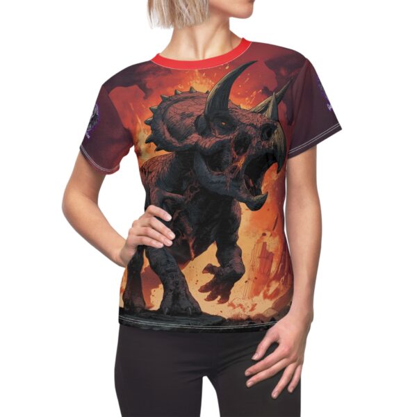 Zombie Triceratops In Volcanic Wasteland Tee Women's (AOP)