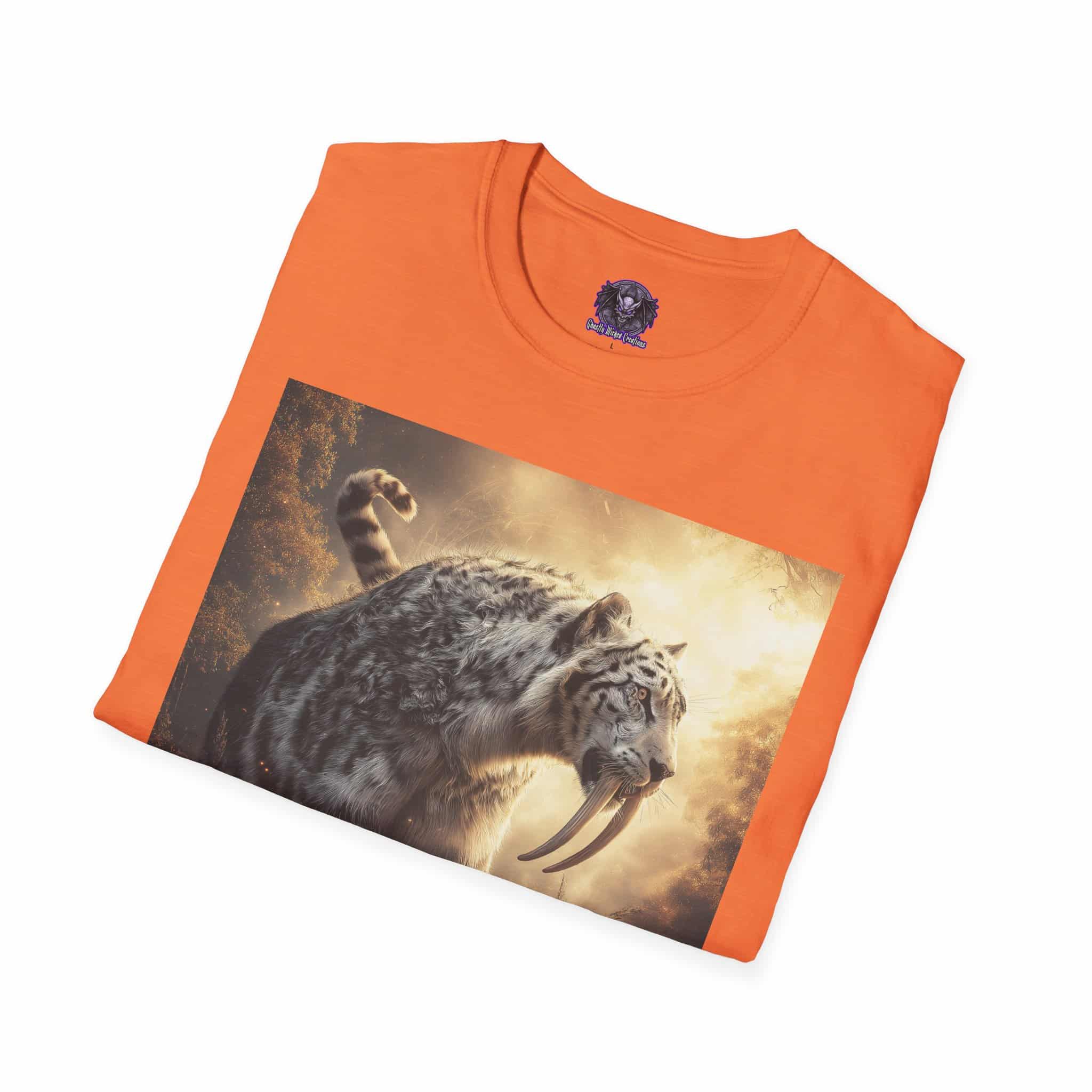 Prehistoric Smilodon aka Sabre-Tooth Tiger VIII Unisex T-Shirt, Graphic Tee, Unique Gift, Casual Wear - Image 12