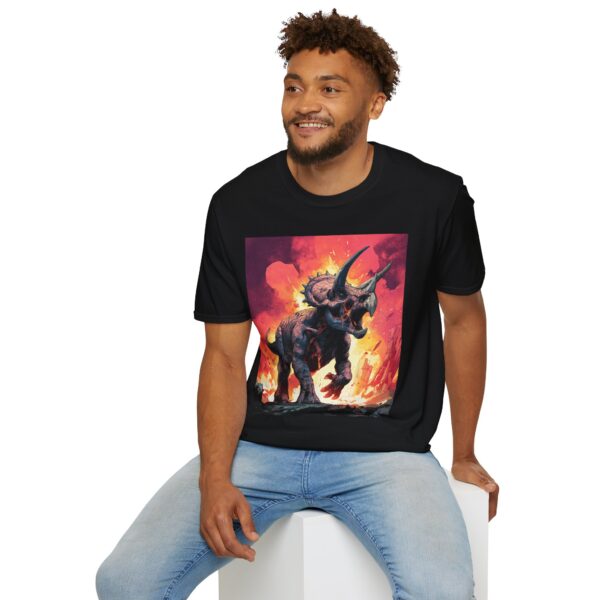 Zombie Triceratops In Volcanic Wasteland Unisex T-Shirt - Image 5