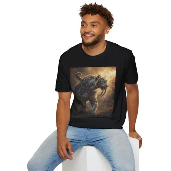 Prehistoric Smilodon aka Sabre-Tooth Tiger VIII Unisex T-Shirt, Graphic Tee, Unique Gift, Casual Wear - Image 5