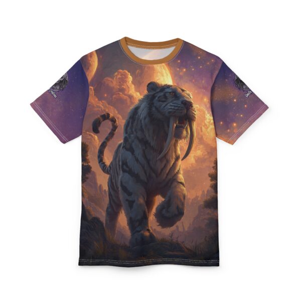 Prehistoric Smilodon aka Sabre-Tooth Tiger III Unisex Tee (AOP) - Image 29