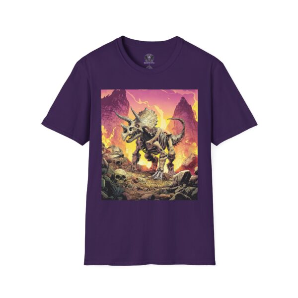 Skeletal Zombie Triceratops In Volcanic Wasteland Unisex T-Shirt - Image 41