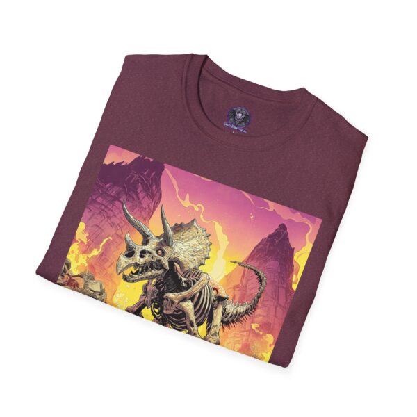 Skeletal Zombie Triceratops In Volcanic Wasteland Unisex T-Shirt - Image 48